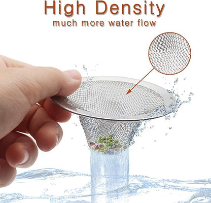 4pcs Heavy Duty Stainless Steel Slop Basket Filter Trap,3.54" Top / 1.65" Mesh Metal Sink Strainer,Perfect for Kitchen Sink/Bathroom Bathtub Wash Basin Floor Drain Balcony Drain Hole,Utility