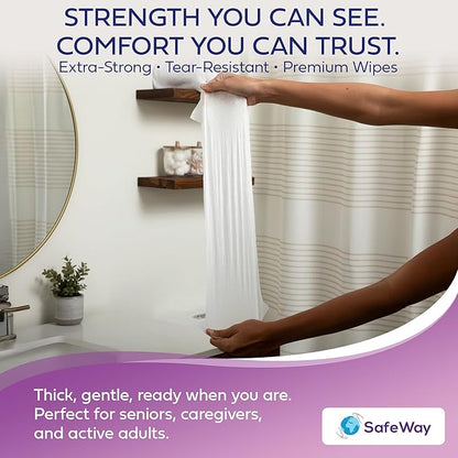 SAFEWAY Adult Wipes Disposable — Multi-Purpose Wipes, Alcohol-Free, Preferred by Caregivers for Seniors & Incontinence Solution, Aloe-Infused, Gentle for Delicate Skin — Extra Large, 24 Pack 1200 pcs.