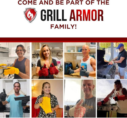 Grill Armor Oven Gloves 932°F Extreme Heat & Cut Resistant Oven Mitts with Fingers for BBQ, Cooking, Grilling, Baking – Accessory for Smoker, Cast Iron, Fire Pit, Camping, Fireplace, Griddle & More