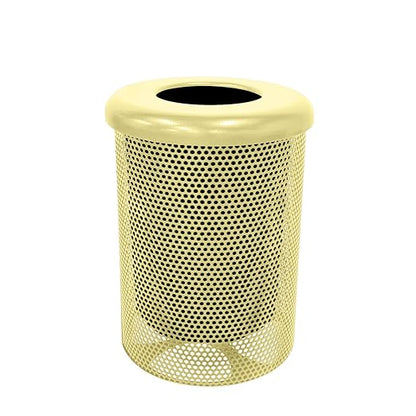 COATEDOUTDOORFURNITURE RFT-P-TXTSAND Heavy Duty Round Trash Receptacle with Flat Top, Liner Included, 32 Gallon, Textured Sandstone, Made in America