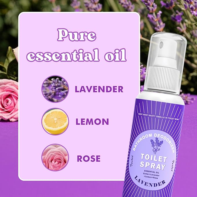 Toilet Spray Travel Size Lavender, Air Freshener Bathroom Spray, Up to 240 Uses, 2 Pack