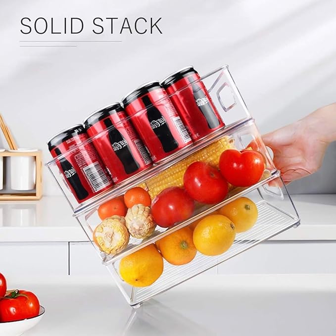 9 Pack Refrigerator Organizer Bins,3 Sizes Clear Pantry Storage with Handles and 30 PCS Plastic Bags for Fridge, Freezer, Shelves, Drawer, Bins, Snack Organizer for Home & Kitchen