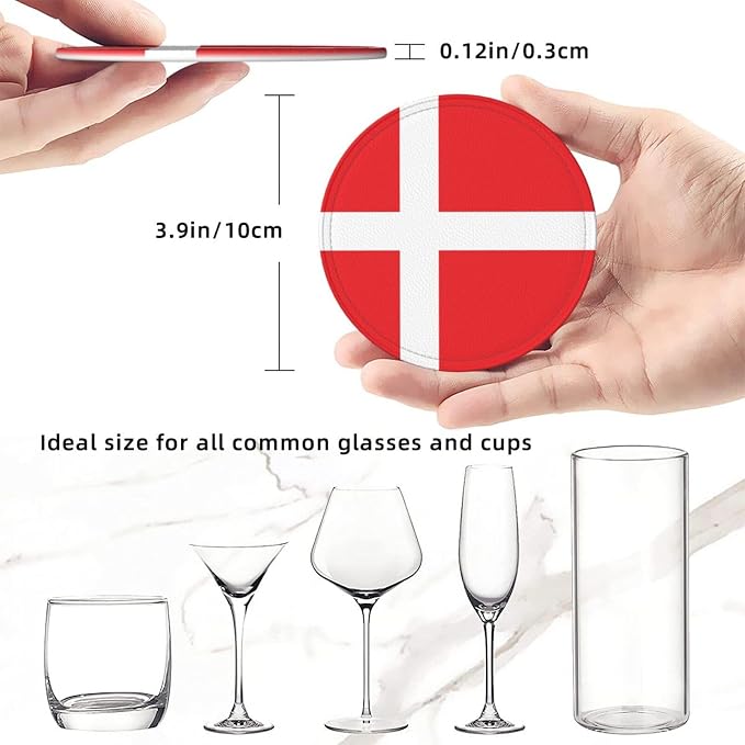 Danish Flag Coasters for Drinks
