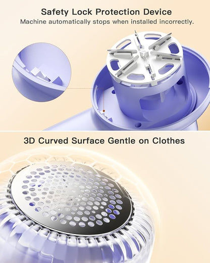 coldSky Rechargeable Fabric Shaver, Lint Shaver with Digital Display, Sweater Shaver with 6-Leaf Blades and Safety Lock, 3-Speeds Defuzzer Remove Fuzz, Pills from Clothes, Furniture, Blanket Purple