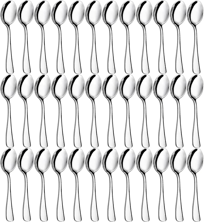 36 Piece Teaspoon Set (5.6 Inches) | Premium Food-Grade Stainless Steel Silverware - Dessert Spoons, Coffee Spoons for Home & Restaurant | Mirror Polished| Dishwasher Safe