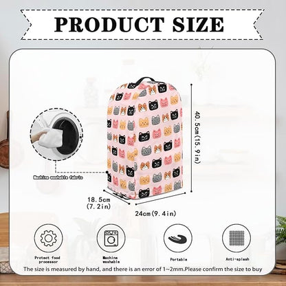 Cute Cats Pattern Blender Dust Cover Stand Mixer or Coffee Maker Appliance Covers with Drawstring, Anti Fingerprint Polyester Dust Proof Stain Resistant Blender Cover for Home Kitchen