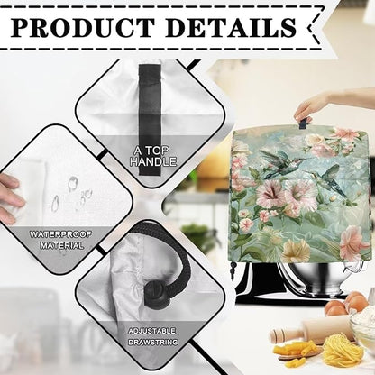 Stand Mixer Cover Dust Covers for 4.5qt-5qt Stand Mixer Hummingbird with Flower Mixer Cover Protector Compatible with 6-8 Quart Kitchen Aid Mixer