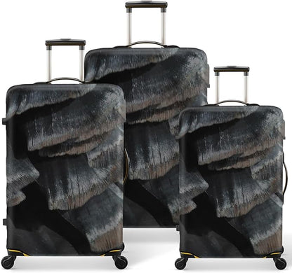 20/24/28 Inch PVC Luggage Protector Covers for TSA Approved 3 PCS Clear Suitcase Cover Protector Transparent Luggage Protective Cover Set (Painting, 20/24/28(3 sizes))