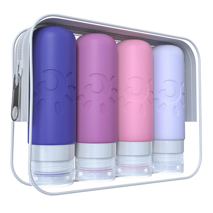 Travel Bottles for Toiletries, TSA Approved Travel Containers 3oz Leak Proof Travel Tubs Refillable Liquid Travel Accessories for Shampoo Conditioner Lotion Body Wash(Multicolored I)