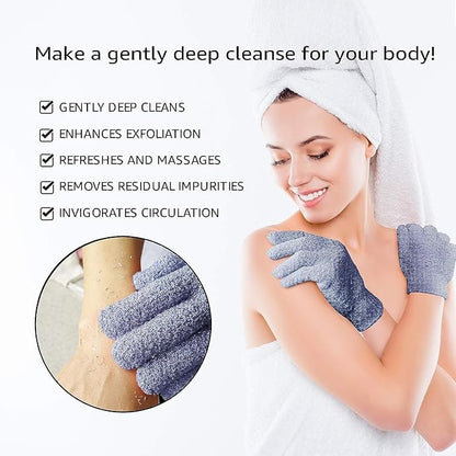 Evridwear Exfoliating Dual Texture Bath Gloves for Shower, Spa, Massage and Body Scrubs, Dead Skin Cell Remover, Gloves with Hanging Loop (1 Pair Heavy Glove)
