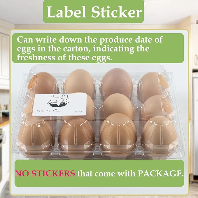 48 Pack Egg Cartons Cheap Bulk 12 Count, Plastic Egg Carton 3x4 Grids, Clear Blank Egg Cartons for Family Pasture Farm Markets