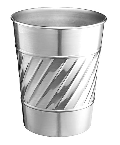 Monarch Abode Nickel Chrome Handcrafted Wave Embossed Metal Wastebasket for Home Office, Decorative Waste Basket, Modern Bathroom Garbage Can, Durable & Decorative Trash Bin, Nickel Chrome Trash Can