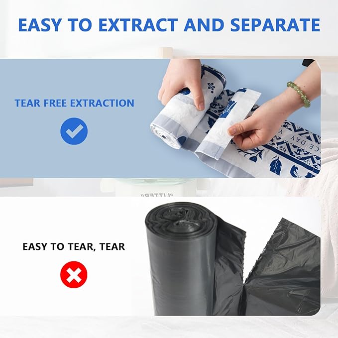 VOK 8 Gallon Trash Bags Drawstring, Printed Medium Garbage Bags with Secure Tie, Leakproof & Thick Tear-Resistant Design for Kitchen/Bathroom, Decorative Odor-Control Trash Bags,116 Counts