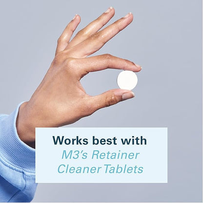 Denture Bath Case and Retainer Case, Denture Bath Cup for Invisalign Retainers Mouthguards Dentures Cleaner Kit with Strainer Spill-Free Portable Retainer Cleaner Case by M3 Naturals