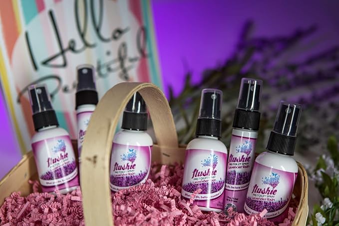 Flushie Pre-Toilet Spray - Travel Size Bathroom Spray for Toilet Deodorizer (Lavender 3-Pack, 4 oz)