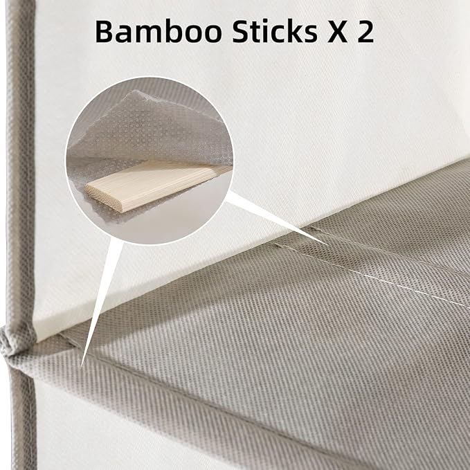 2 Packs Hanging Closet Organizer, 4-Shelf Closet Organizers and Storage with Side Pockets, Collapsible Hanging Shelves for Closet & RV & College Dorm,Beige