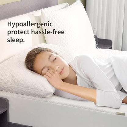 CoolShields Pillow Protector (2 Pack) Queen – Waterproof Zippered Pillow Covers, Hypoallergenic, Premium Pillowcase Encasement for Better Sleep