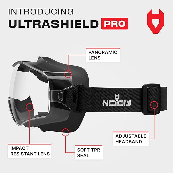 NoCry Safety Goggles Over Glasses with Extreme Impact Resistance — ANSI Z87.1 Certified Eye Protection with Anti-Fog, Anti-Scratch and UV380 Lenses — Adjustable Strap — Ideal for the Chemistry Lab