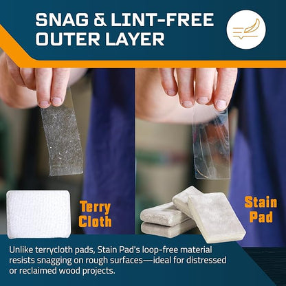 MāKRS Stain Pad, Cut-to-Size Staining Pads, 10-Pack, Lint, Snag, Streak-Free Applicator, Micro Brush Material, Wood Stains and Oil Based Finishes, Easy to Use with Consistent Application