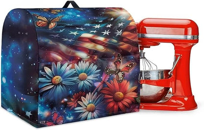 American Flag Stand Mixer Cover Dust Covers for 4.5qt-5qt Stand Mixer Daisy Butterfly Mixer Cover Protector Compatible with 4.5-5 Quart Kitchen Aid Mixer