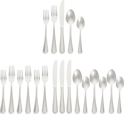 Amazon Basics Silverware Set, Stainless Steel Flatware, Dishwasher Safe