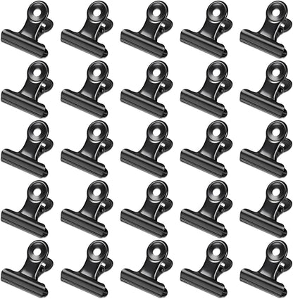 30 Pack Bulldog Clips 0.87 Inch Small Hinge Paper Clips Metal Hinge Clips for Crafts, Food Bags, Drawings, Photos at Home Kitchen & Office Usage, Black, 22mm