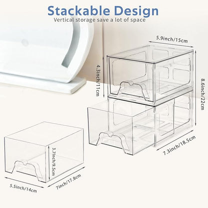 Plastic Drawers Storage, 6 Pack Clear Stackable Storage Drawers, Acrylic Storage Bins with Drawers for Fridge Organizers, Small PlasticDrawers Stackable for Makeup Organizers Cosmetic Display