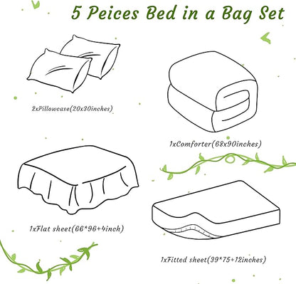 NTBAY Twin Comforter Set with Sheets, 5 Pieces Soft and Breathable Twin Bedding Set, Bed in a Bag, Down Alternative Comforter Set Solid Color All Season, Kids Bedding Set, Smoke Grey