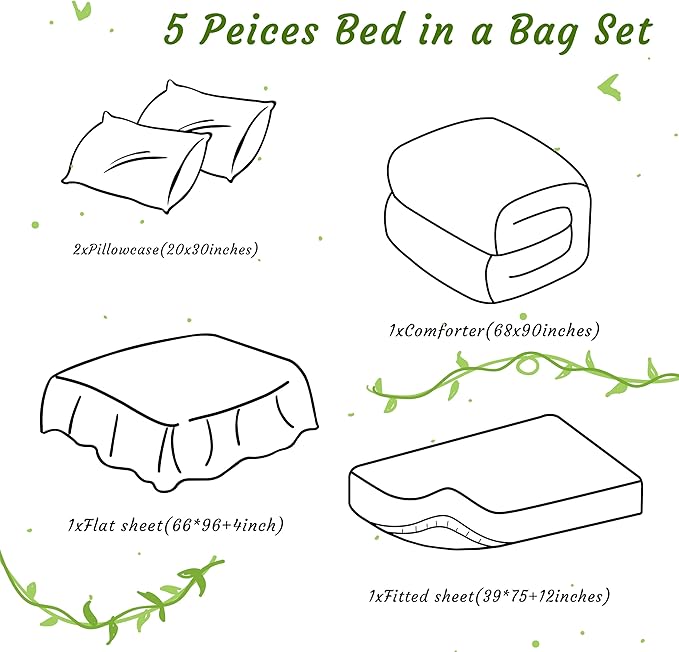 NTBAY Twin Comforter Set with Sheets, 5 Pieces Soft and Breathable Twin Bedding Set, Twin Bed in a Bag, Down Alternative Comforter Set Solid Color All Season, Kids Bedding Set, Dark Grey
