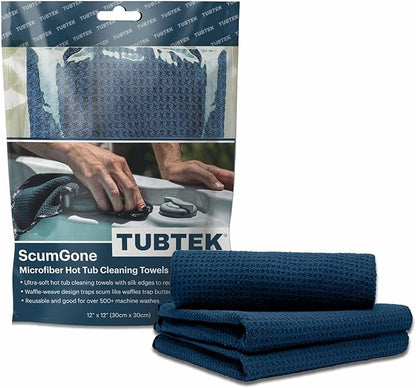 TUBTEK Microfiber Hot Tub Surface Cleaner Towels (3 Pack) – Hot Tub Cover Cleaner & Shell Scrubber – Spa Scum Remover & Cleaning Tools, 100% Scratch-Free
