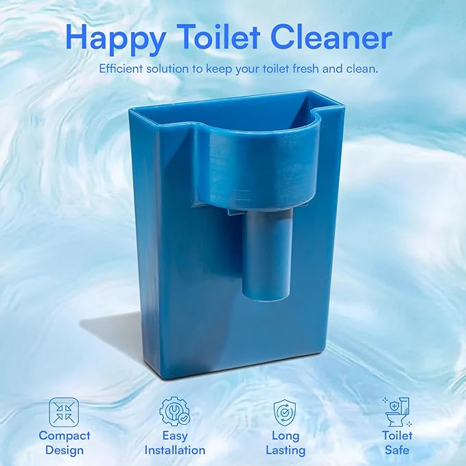 Happy Toilet Cleaner – Self-Cleaning Toilet System | Easy Install Toilet Tablet Holder for a Deep Clean with Every Flush | Made in the USA