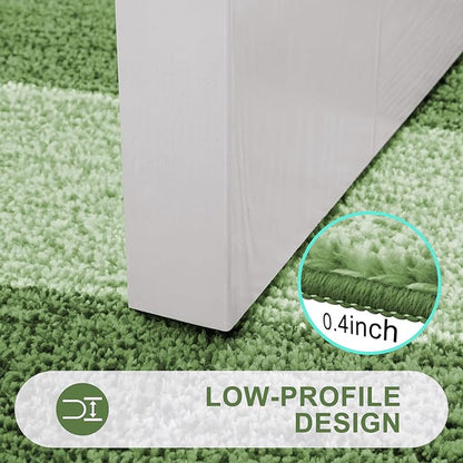 Kitinjoy Indoor Outdoor Door Mat, 32x20 Non-Slip Absorbent Dirt Trapper, Low-Profile Washable Inside Entrance Front Floor Mat, Sturdy Soft Entry Doormats for Entryway, Green