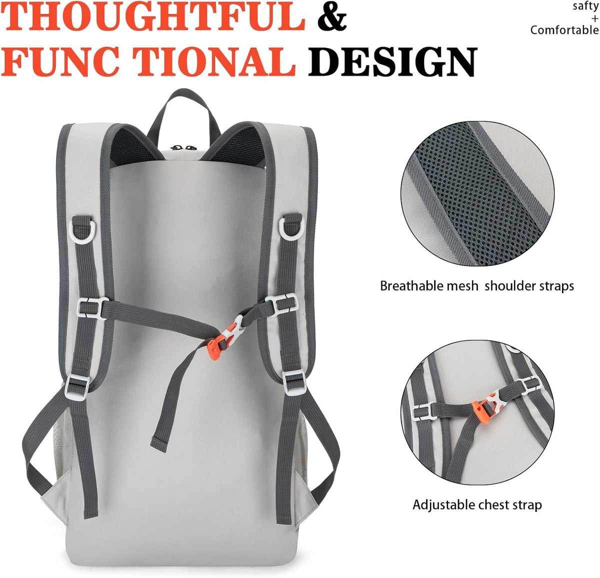 Hiking Backpack,Large 35L Travel Backpacks for Men Women,Ultra Lightweight Packable Camping Daypack for Outdoor Sports (Light Gray)