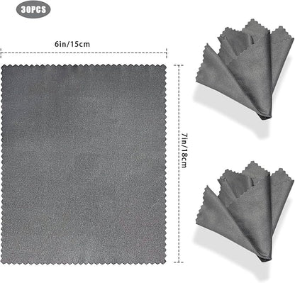 Microfiber Cleaning Cloths (30 Pack), 6x7 Inch – Soft Lens & Glasses Cleaning Cloth for Eyeglasses, Camera Lenses, Screens, and All Delicate Surfaces
