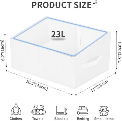 DIMJ Large Closet Shelf Organizer Bins 4 Packs with Handles and Divider, Fabric Trapezoid Storage Baskets, Foldable Clothes Containers Box for Shelf, Towel, Book, Toy, Purse, Hats, Pink