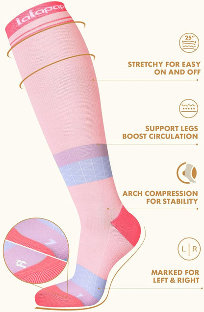 Thick Soft Cotton Compression Socks for Women Men 15-20mmHg Knee High Breathable Cotton Socks for All Day Comfort