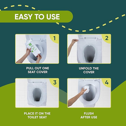 Disposable Toilet Seat Covers Pack of 100 XLarge Flushable Paper Travel Toilet Seat Covers for Adults and Potty Training, Premium Toilet Seat Liners for Public Restrooms