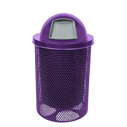 COATEDOUTDOORFURNITURE RDT-P-TXTPUR Heavy Duty Round Trash Receptacle with Dome Top, Liner Included, 32 Gallon, Textured Purple, Made in America