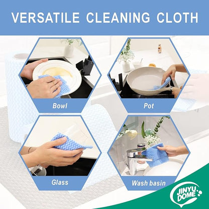 Handi Wipes Reusable Cloths, Blue Disposable Kitchen Cleaning Rolls, Heavy Duty Cleaning Cloths,J Cloth, Blue, 50 Pcs/Roll, Total 3 Rolls