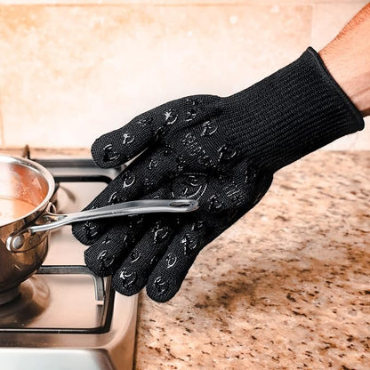 Grill Armor Oven Gloves 932°F Extreme Heat & Cut Resistant Oven Mitts with Fingers for BBQ, Cooking, Grilling, Baking – Accessory for Smoker, Cast Iron, Fire Pit, Camping, Fireplace, Griddle & More