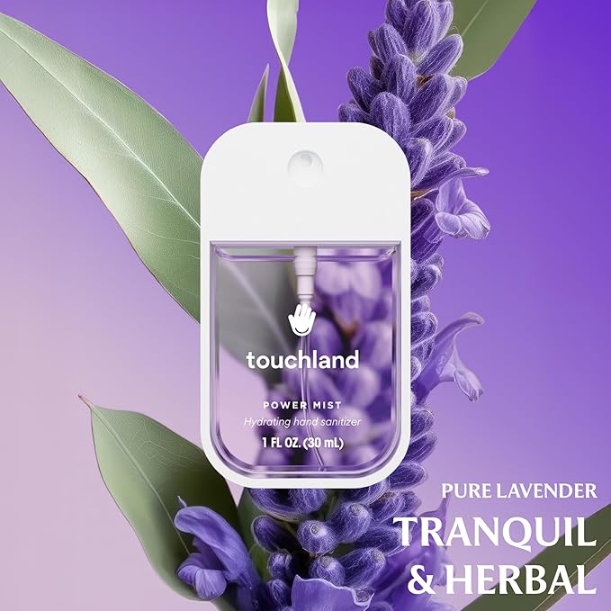 Touchland Power Mist Hydrating Hand Sanitizer Spray, BLOSSOM Trio Set (Lavender, Vanilla, Rainwater), 1 FL. OZ. Travel Size (Set of 3)