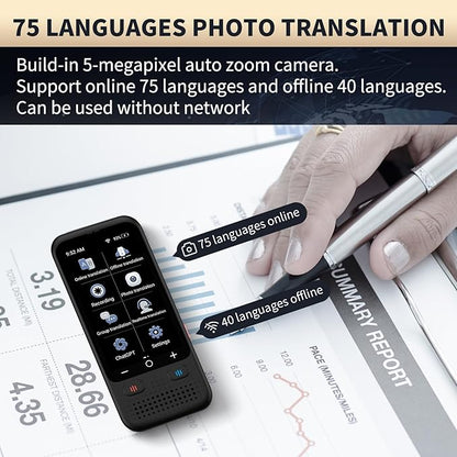 Language Translator Device, Upgraded ChatGpt AI Translator No WiFi Needed, 138 Languages Two Way Real-Time Voice Translation, Offline&Recording&Photo Translation for Travel Business Learning