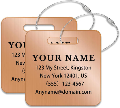Personalized Luggage Tags for Suitcases (2/4/6/8 Pack) - Custom Engraved Metal Travel Tag, Customizable Pattern/Name/Text for Bags Backpacks Suitcases