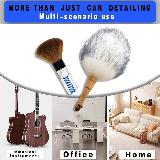 Car Interior Dusting Brush Auto Dust Sweeping Soft Bristles Detail Brush Dashboard Mini Duster Interior Cleaning Brush Tool for Car Seat,Vent,Dash Microfiber Detailing Brushes Supplies 2PCS
