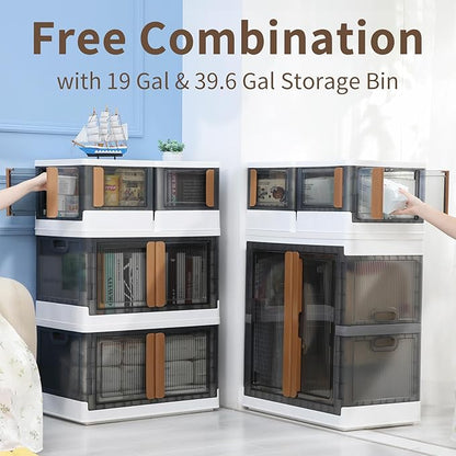 HAIXIN Cube Storage Bins with Lids, organization and storage with 4 Doors, Stackable Storage Containers, 6.86 Gal Collapsible Closet Organizer, 1 Pack