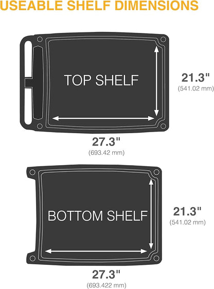 Metro myCart Plus Utility Cart - Choose-Your-Height Adjustable Heavy Duty Rolling Cart for Home, Commercial and Industrial Use - 2-Shelf, 300 lbs Capacity - 23.9" W x 34.4" L x 35.5-39.5" H - Black