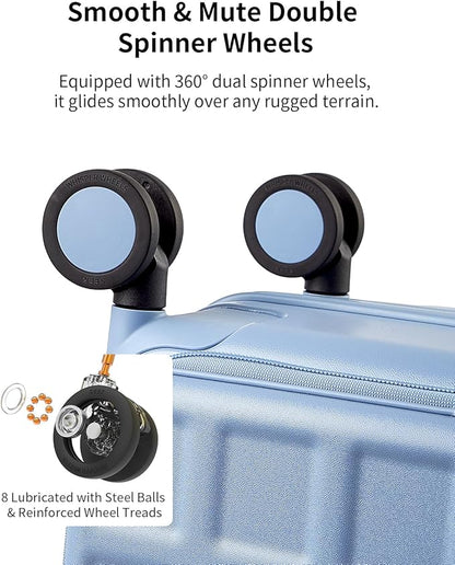aji Expandable Top Opening Carry On Luggage Airline Approved, 20 Inch Lightweight Hardside Carry On Suitcase with Spinner Wheels, Travel Luggage with Laptop Compartment for Women Men, Blueberry Blue
