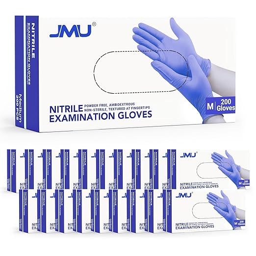 JMU Nitrile Gloves Medium Bulk 4000 Count, 3.5 Mil Disposable Gloves Latex-Free, Violet Blue