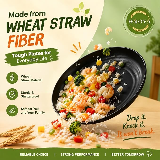 Kitchen Plates and Bowls Sets 40PCS, Wheat Straw Dinnerware Sets