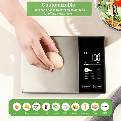 Smart Food Scale with Nutritional Calculator, Digital Kitchen Scale for Weight Loss, Free App with 23 Nutrients & Calorie Tracking, Digital Weight Grams & Ounces, 11 lb/5 kg